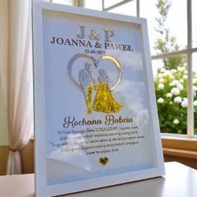 Podziękowanie ślubne INICJAŁY głęboka rama dla Rodziców Chrzestnych / Dziadków