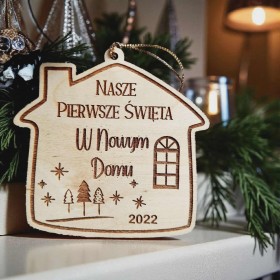 Bombka drewniana w kształcie domu