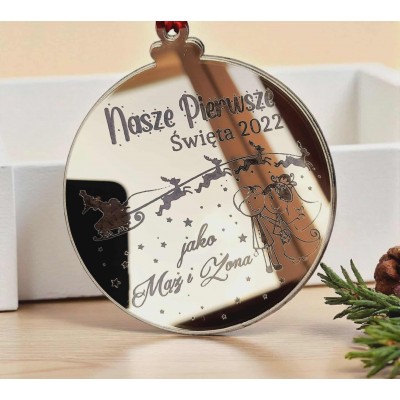 Bombka lustrzana Pierwsze Święta jako Mąż i Żona