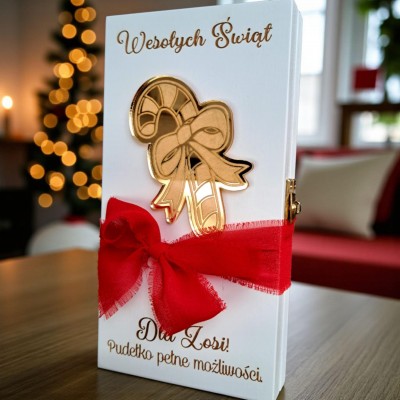 Boże Narodzenie drewniane pudełko na banknoty laska cukrowa