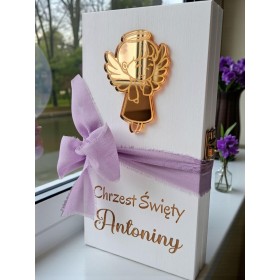 Prezent na Chrzest Święty pudełko na pieniądze "Anioł"