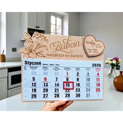 Kalendarz dla Babci / Dziadka Kwiat 2026r. do zawieszenia