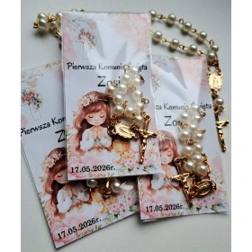 Podziękowanie dla gości I Komunia różaniec "Dziewczynka"