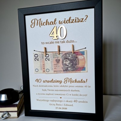 Ramka tabliczka na urodziny 30 40 50 60 prezent na urodziny BIAŁA lub CZARNA rama