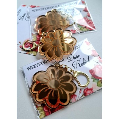 Brelok LUSTRZANY złoty Kwiat DZIEŃ KOBIET