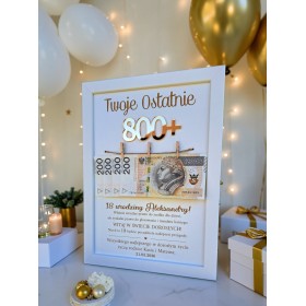 Ramka Biała/czarna  Twoje ostatnie 800+ ZŁOTO urodziny