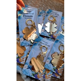 Podziękowanie dla gości Komunia brelok Koniczyna/anioł "Hostia" niebieska