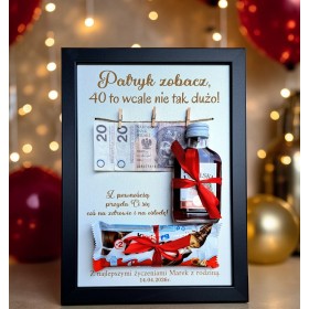 Ramka czarna PREZENT na 30, 40, 50, 60.. urodziny