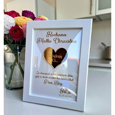 OFERTA SPECJALNA serce! Podziękowanie dla Rodziców Chrzestnych / Dziadków KOMUNIA Chrzest