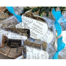 Podziękowanie dla gości komunia lustrzany okrągły magnes z hostią