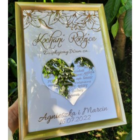 Podziękowanie dla rodziców ślub wzór D6 złota rama