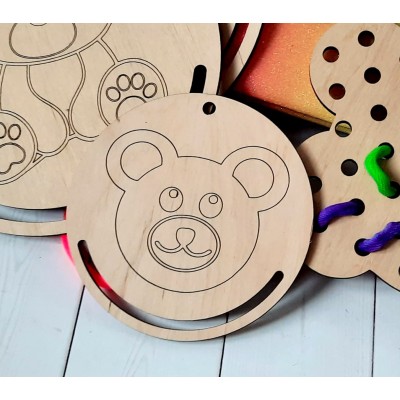 Drewniana baza do łapacza snów 10cm głowa misia