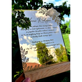 Podziękowanie ślub dla rodziców / dziadków / chrzestnych lustrzana statuetka 20x15