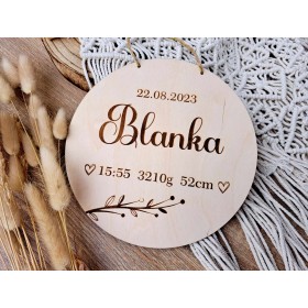 Tabliczka proporczyk z danymi dziecka
