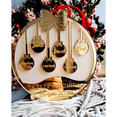 Lustrzana bombka rodzinna na stojaku