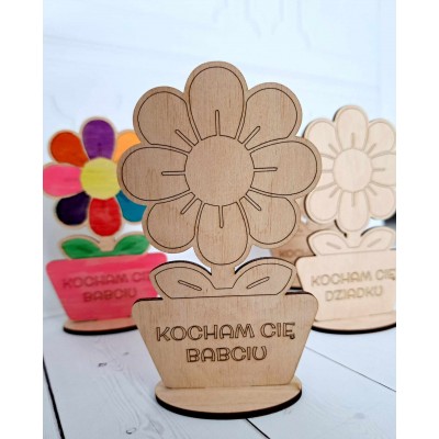 Kwiatek z podstawką napis dowolny