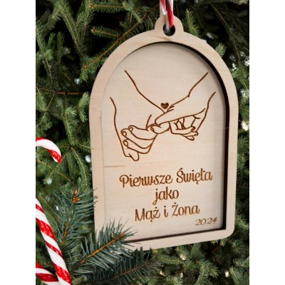 Bombka splecione dłonie dowolny tekst