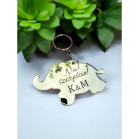 Brelok lustrzany słonik "NA SZCZĘŚCIE" +inicjały