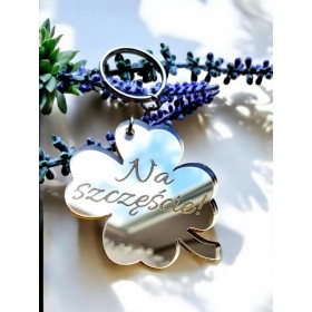 Brelok lustrzany koniczynka "NA SZCZĘŚCIE"