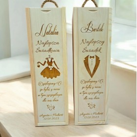 Podziękowanie dla świadka / świadkowej skrzynka na wino