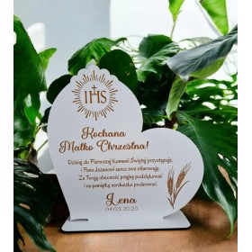 Podziękowanie dla Rodziców Chrzestnych / Dziadków statuetka serce
